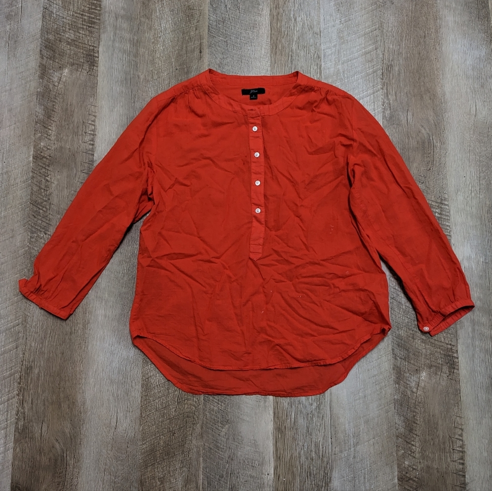 J. Crew Burnt orange Half Button Down Shirt Size Small
